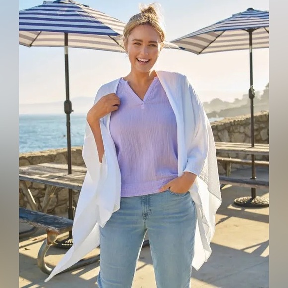 (EUC)L.L. bean 100% cotton lilac lavander shirt top - Picture 2 of 3